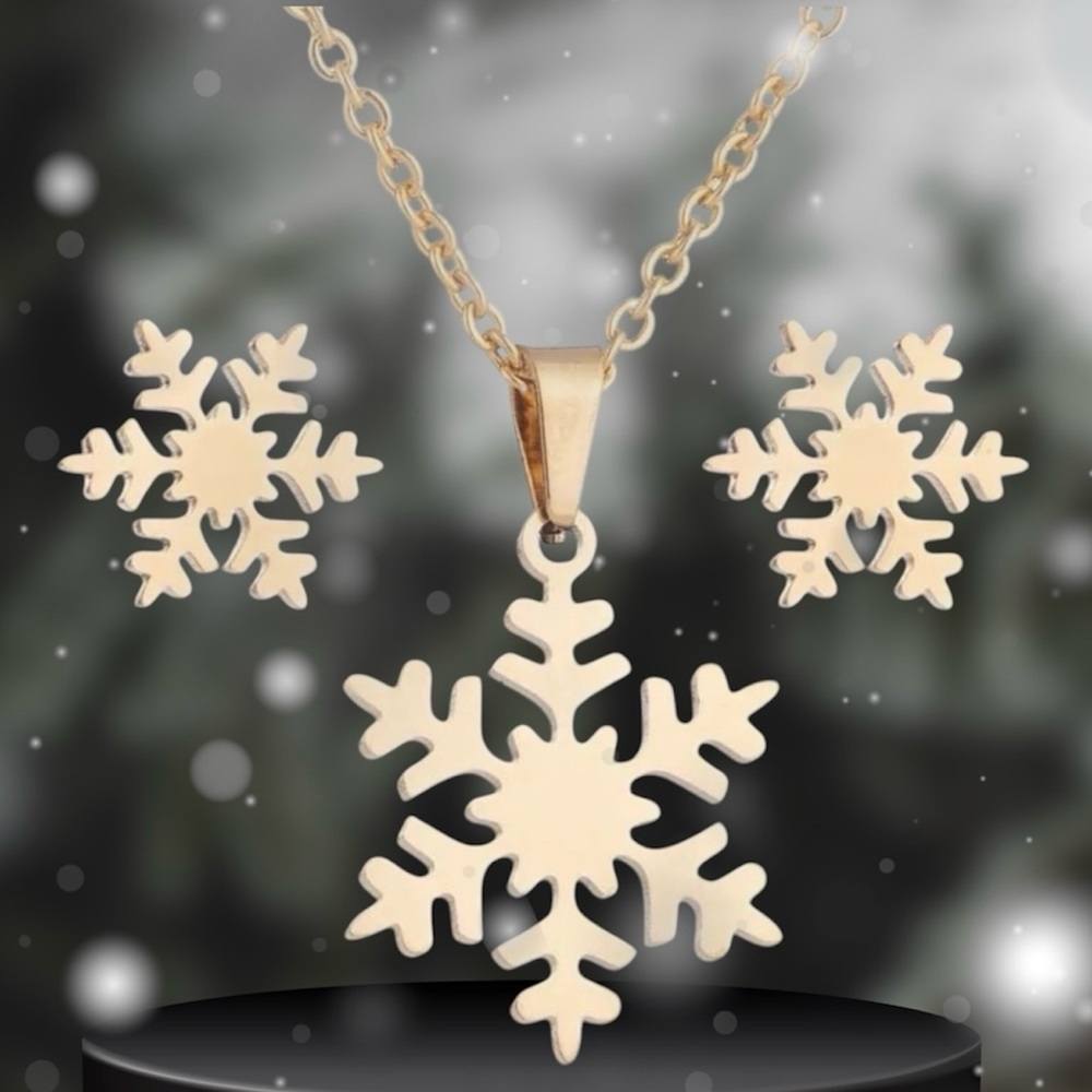 Gold Plated Stainless Steel Snowflake Set